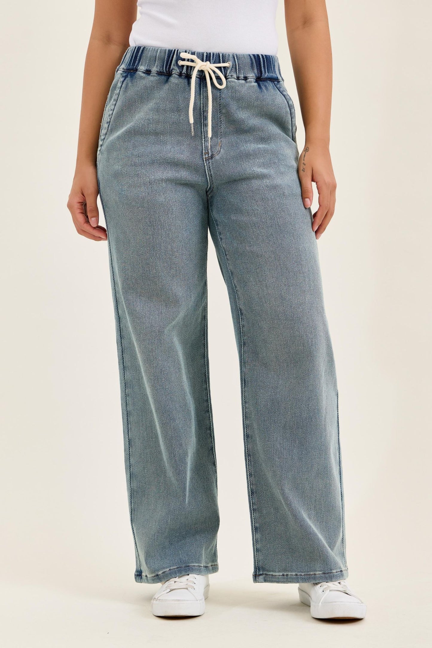 Judy Blue Wilhemina Baggy Knit Denim Jeans