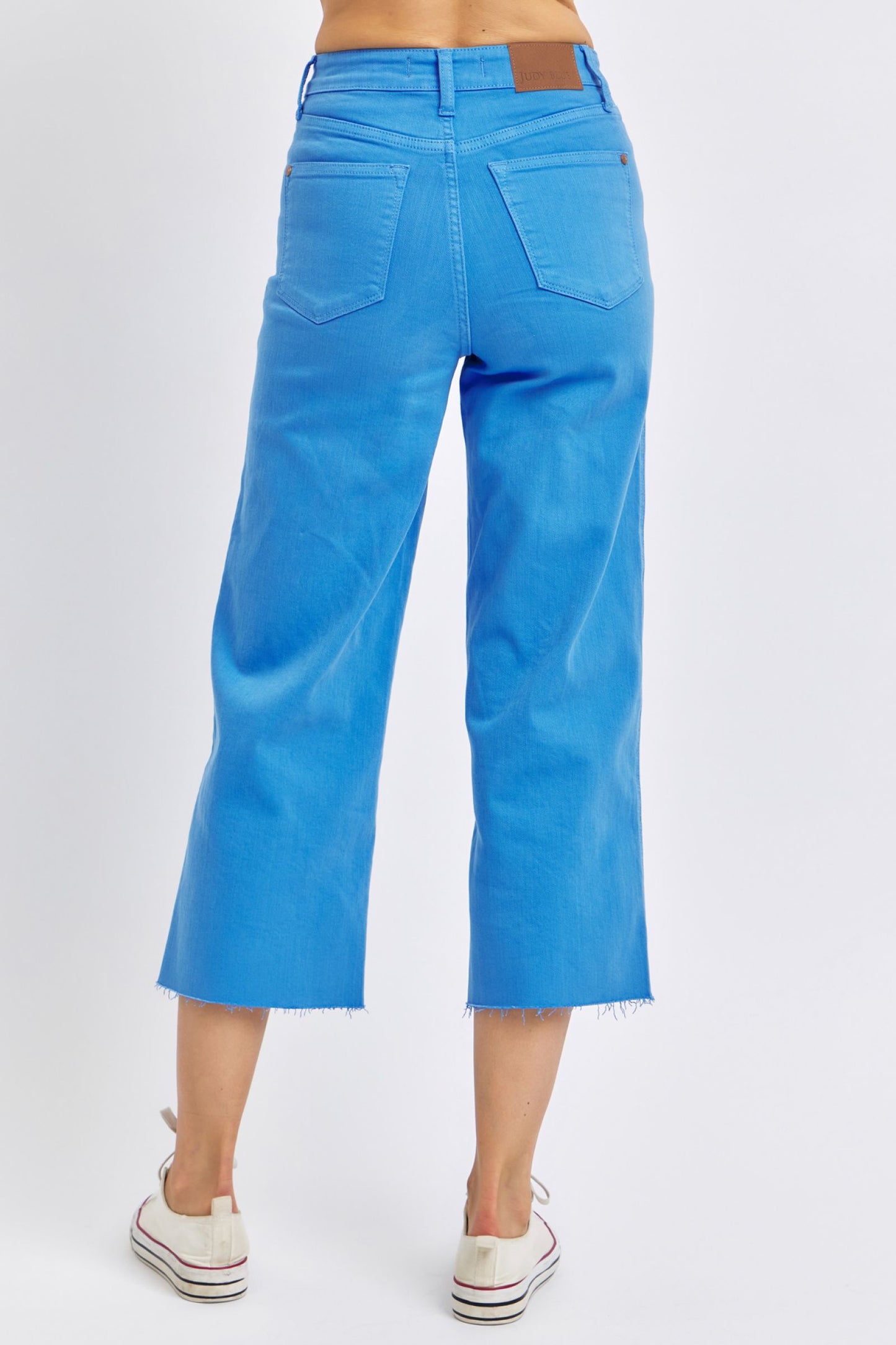 JUDY BLUE Tummy Control Sky Blue Wide Cropped Jeans