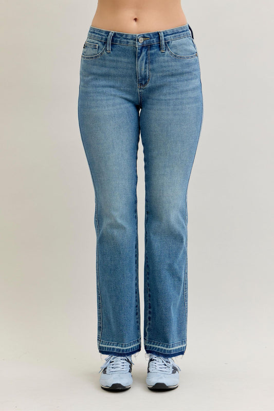 JUDY BLUE Mid Rise Released Hem Bootcut Jeans