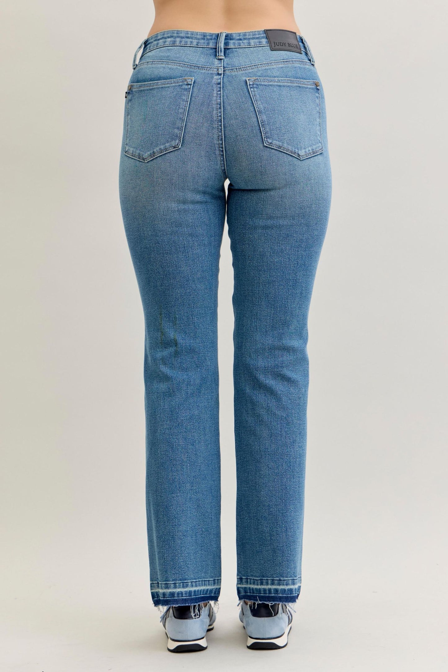 JUDY BLUE Mid Rise Released Hem Bootcut Jeans
