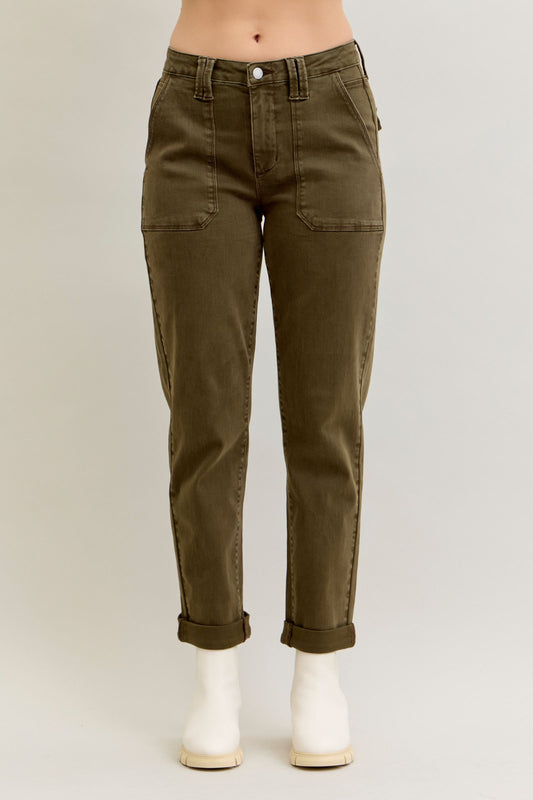 JUDY BLUE Forest Weekender Fit Cuffed Jeans