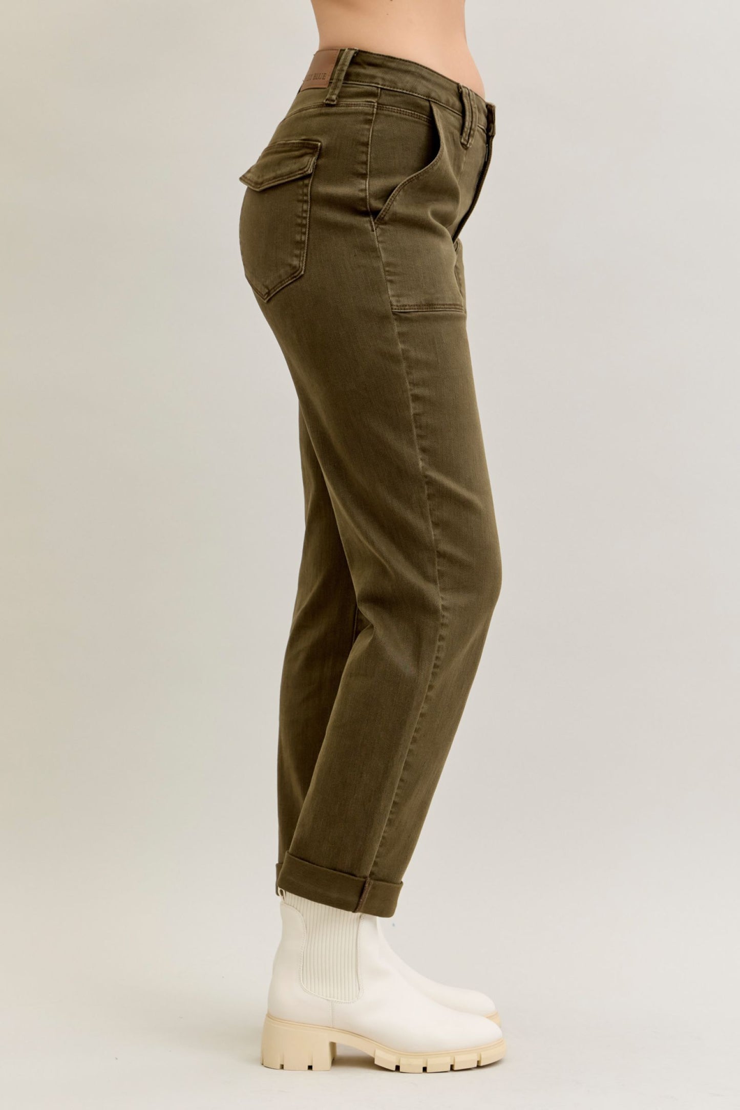 JUDY BLUE Forest Weekender Fit Cuffed Jeans
