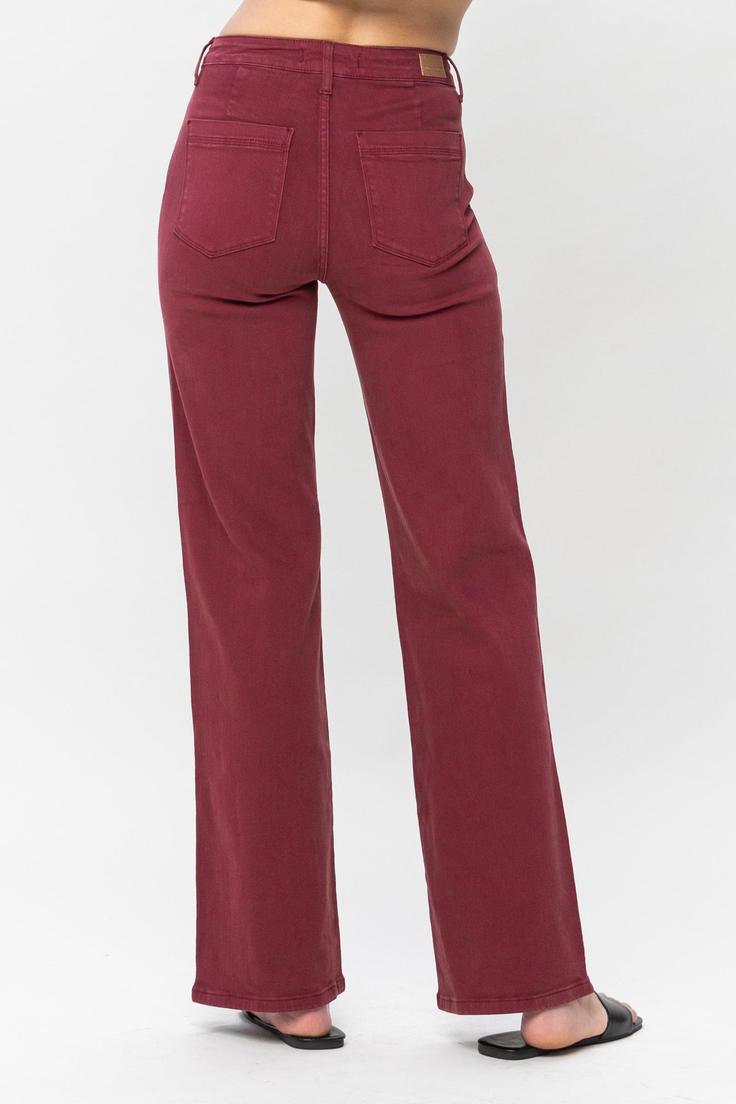 JUDY BLUE Burgundy Front Seam Straight Leg Jeans