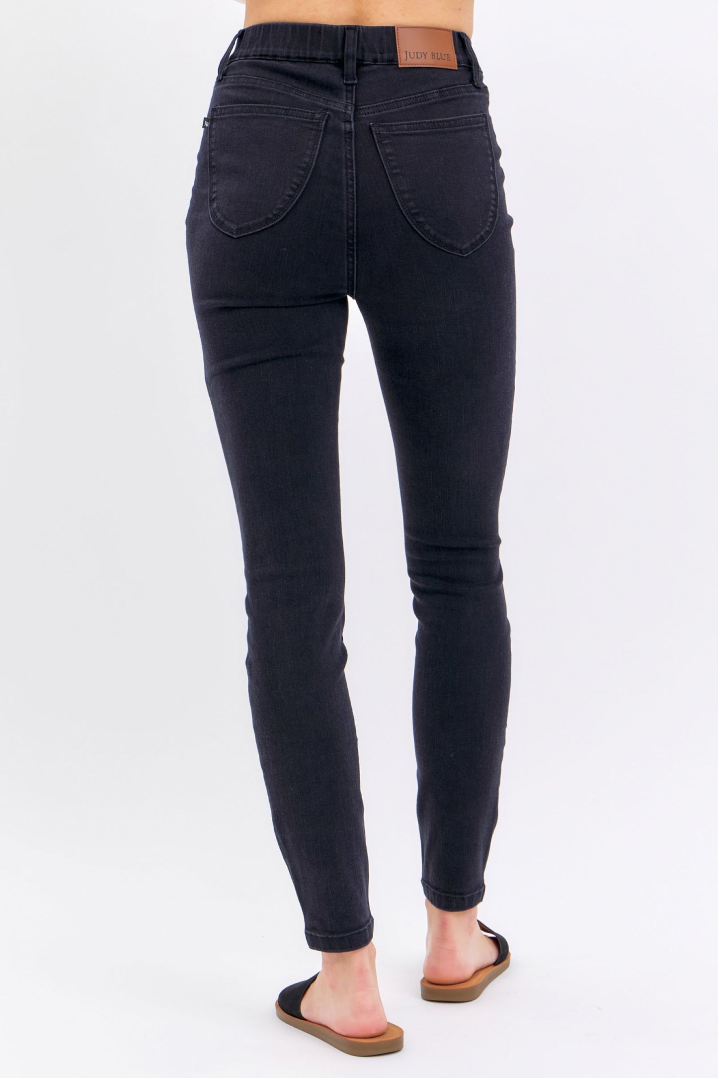 JUDY BLUE Washed Black Pull On Skinny Jeans