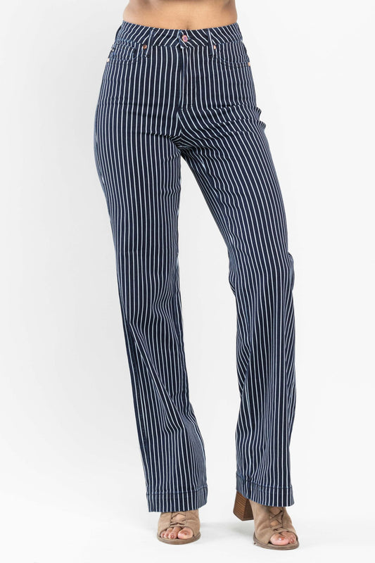 JUDY BLUE Tummy Control Pinstriped Jeans