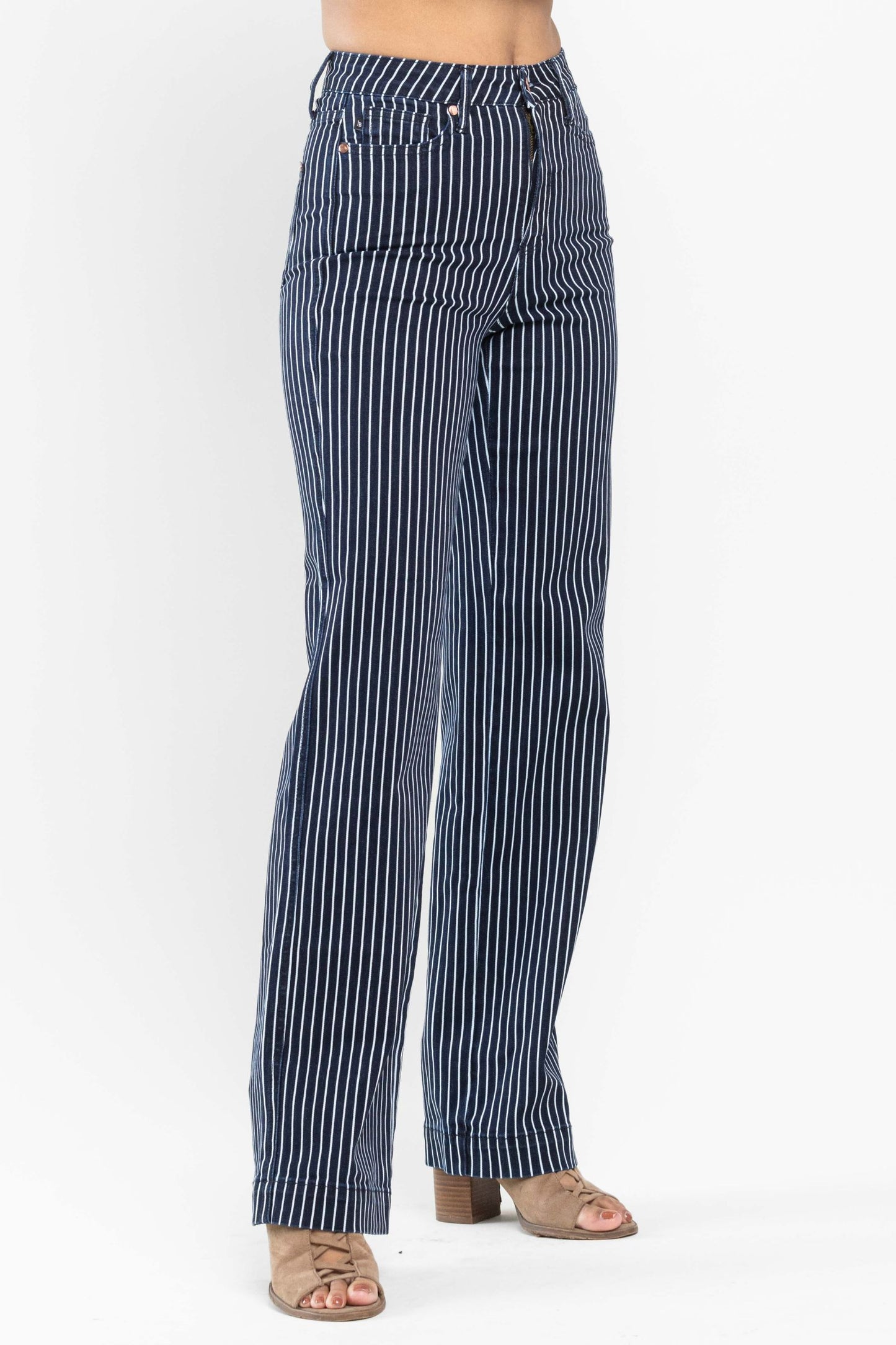 JUDY BLUE Tummy Control Pinstriped Jeans