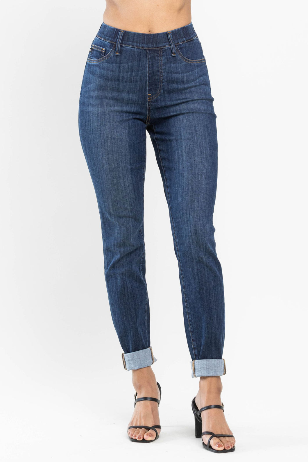 JUDY BLUE Pull On Double Cuff Slim Jeans