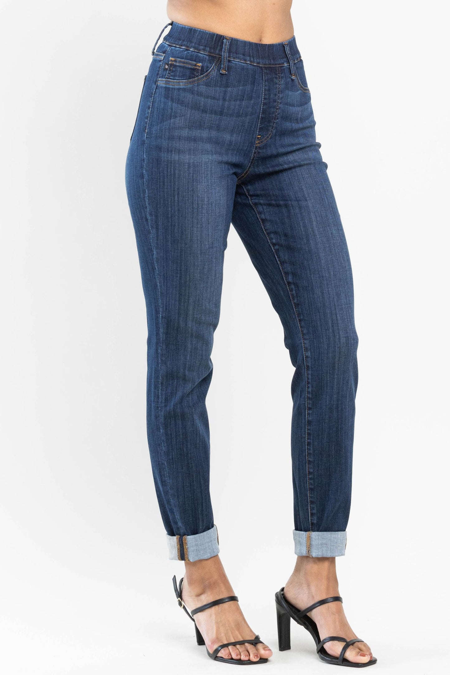 JUDY BLUE Pull On Double Cuff Slim Jeans