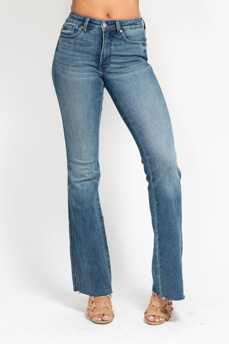 JUDY BLUE Tummy Control Vintage Wash Flare Jeans