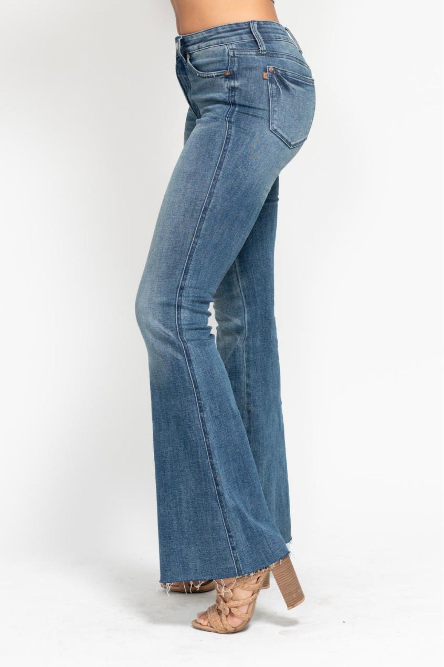 JUDY BLUE Tummy Control Vintage Wash Flare Jeans