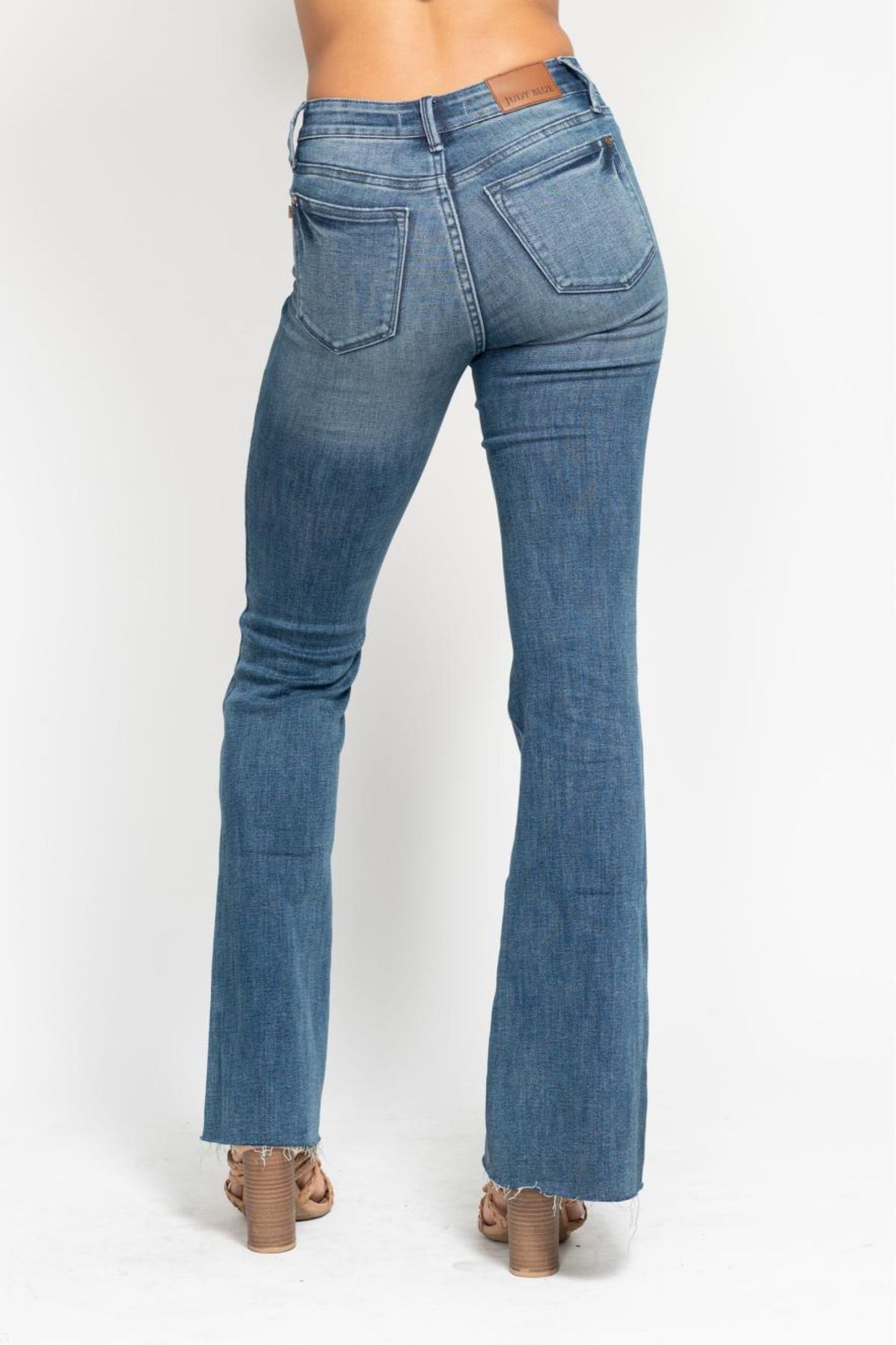 JUDY BLUE Tummy Control Vintage Wash Flare Jeans