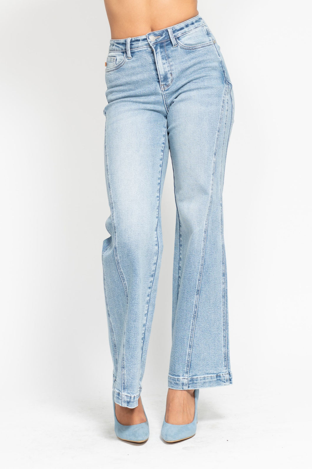 JUDY BLUE Side Seam Wide Leg Jeans