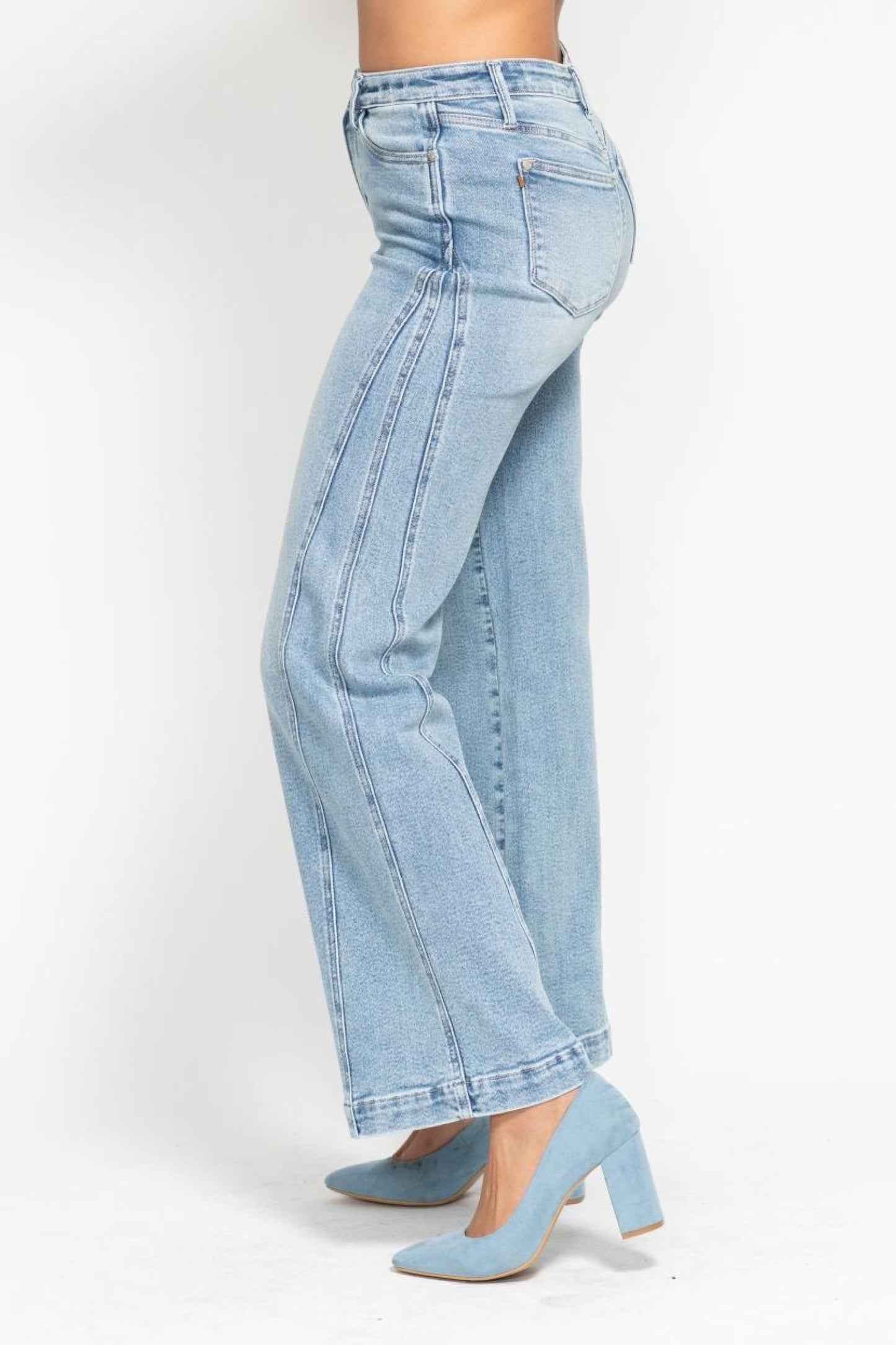 JUDY BLUE Side Seam Wide Leg Jeans