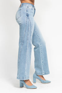 JUDY BLUE Side Seam Wide Leg Jeans