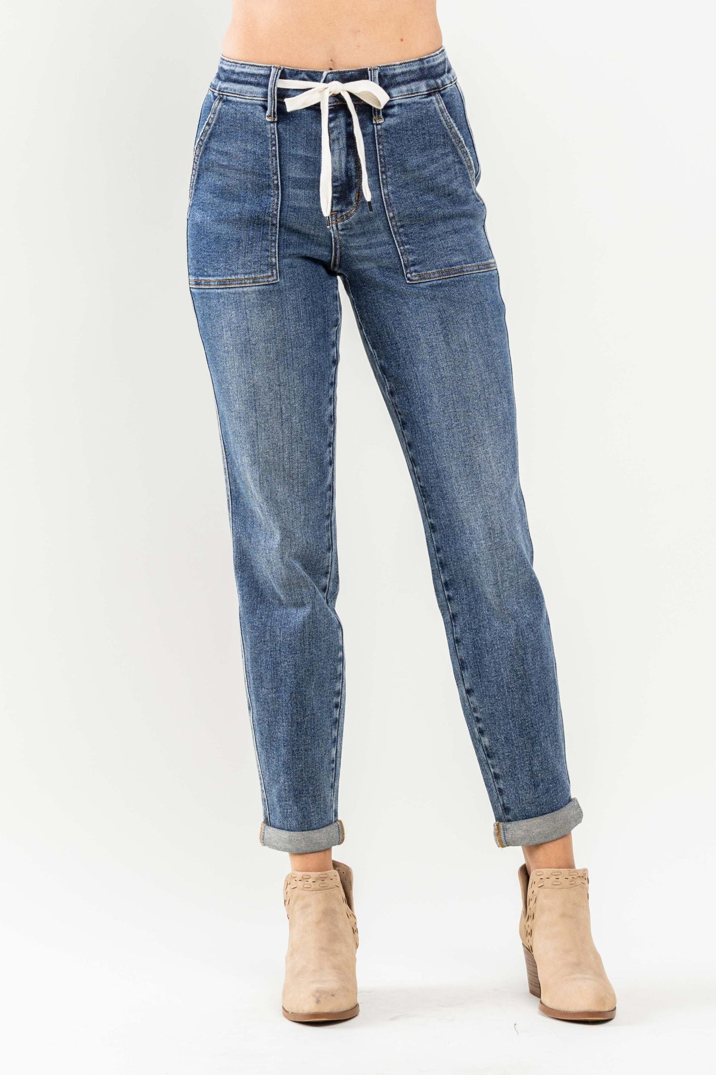 JUDY BLUE Medium Wash High Waist Jogger Jeans