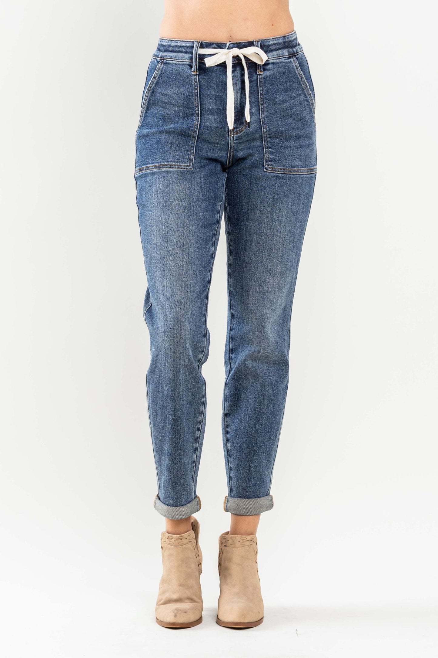 JUDY BLUE Medium Wash High Waist Jogger Jeans