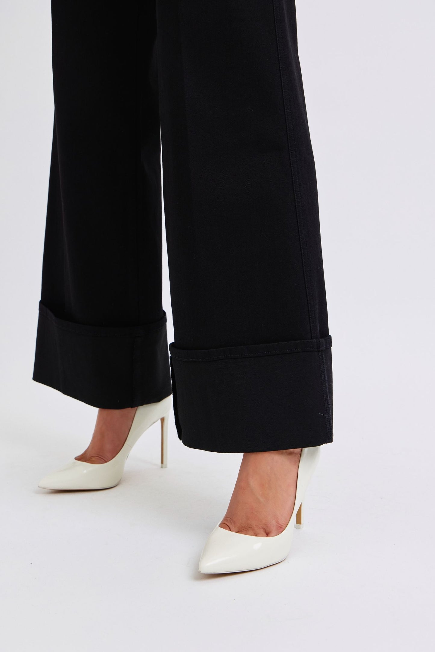 JUDY BLUE Black Retro Wide Leg Jeans with Chunky Cuff