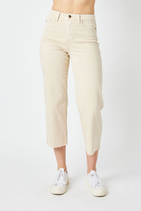 JUDY BLUE Bone Dyed Wide Leg Crop Jeans