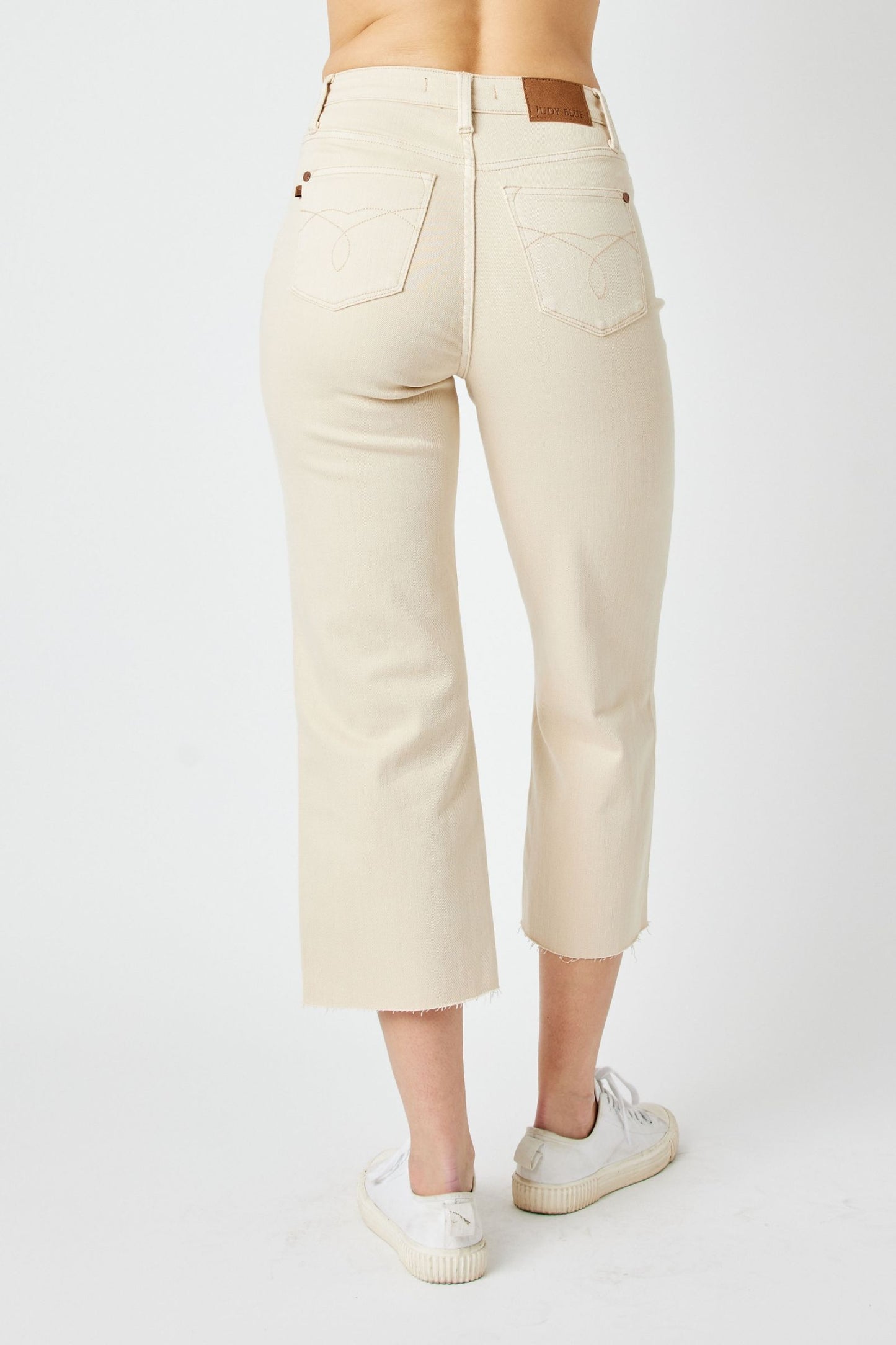 JUDY BLUE Bone Dyed Wide Leg Crop Jeans
