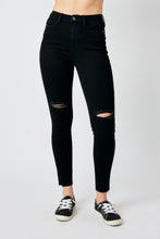 Load image into Gallery viewer, JUDY BLUE Distressed Skinny Black Jeans