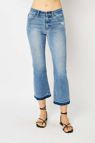 JUDY BLUE Released Hem Cropped Bootcut Jeans