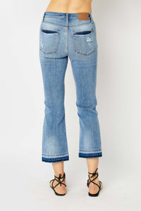 JUDY BLUE Released Hem Cropped Bootcut Jeans