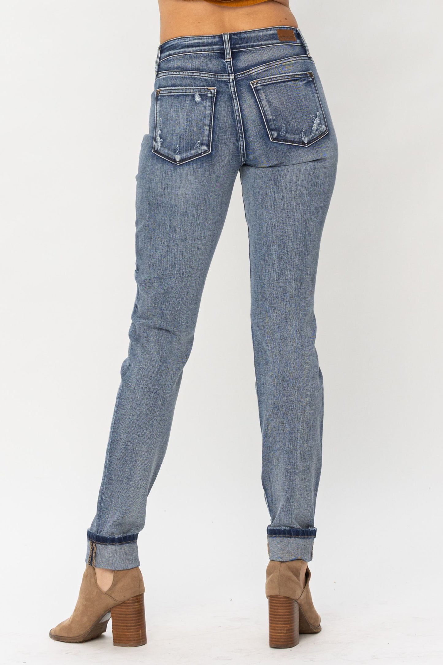 JUDY BLUE Mid Rise Button Fly Boyfriend Jeans