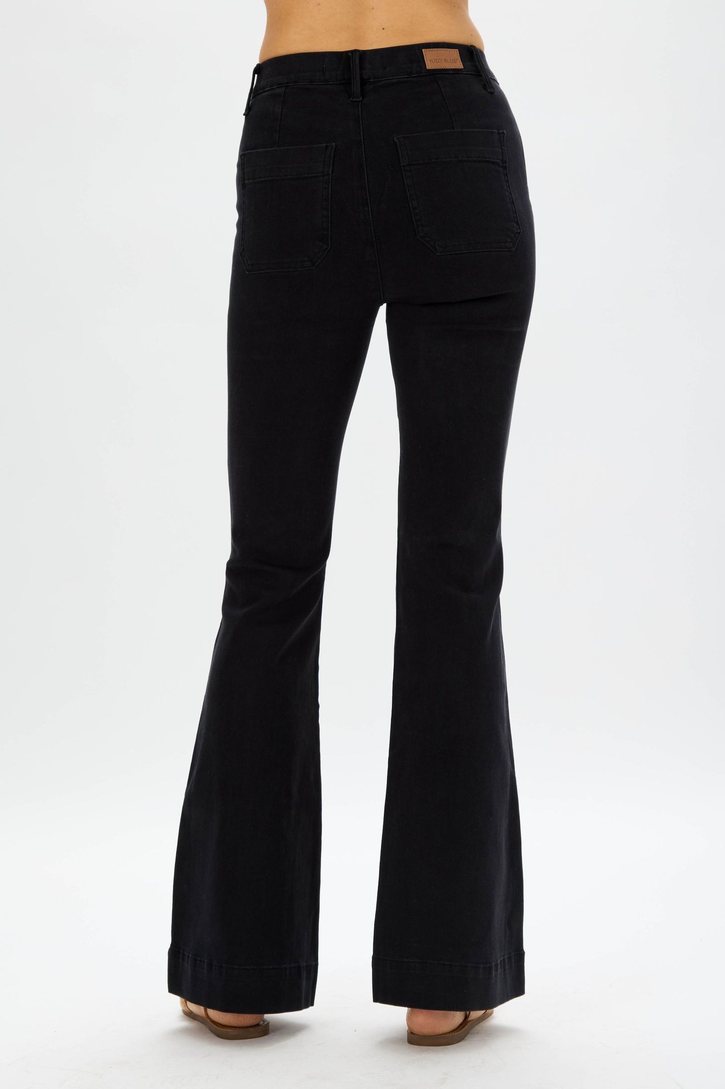 JUDY BLUE Black Pull On Trouser Flare Jeans