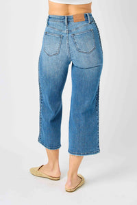 JUDY BLUE Braided Side Seam Cropped Jeans