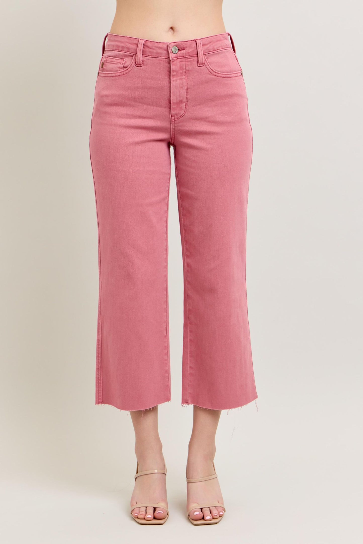 JUDY BLUE Rose Cropped Wide Leg Jeans