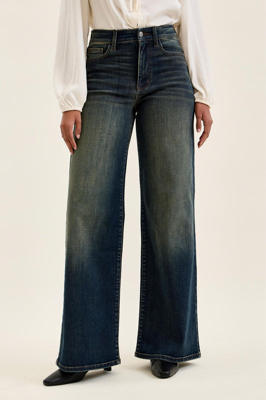 JUDY BLUE Retro Wide 'Whiskey Night' Jeans
