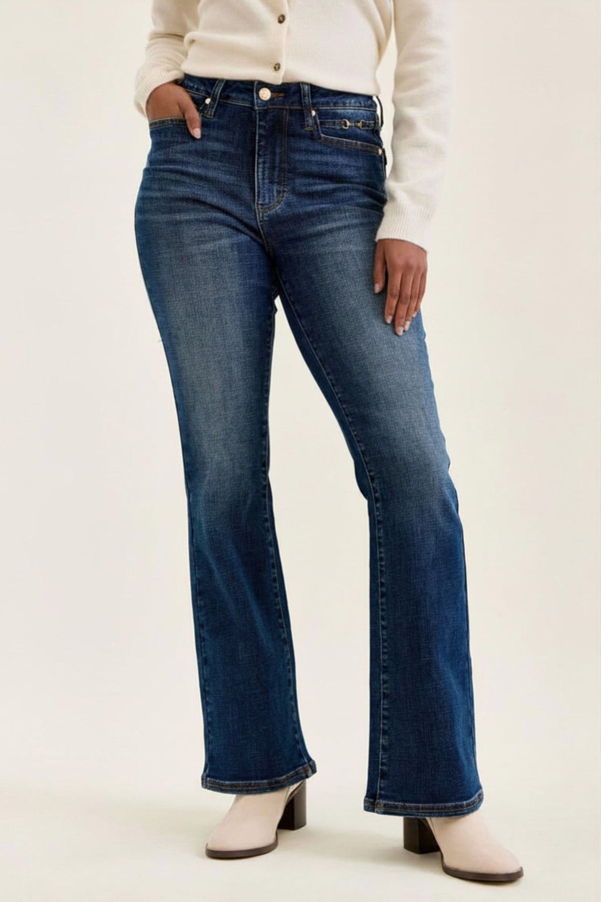 JUDY BLUE Bootcut Jeans with Harness Trim