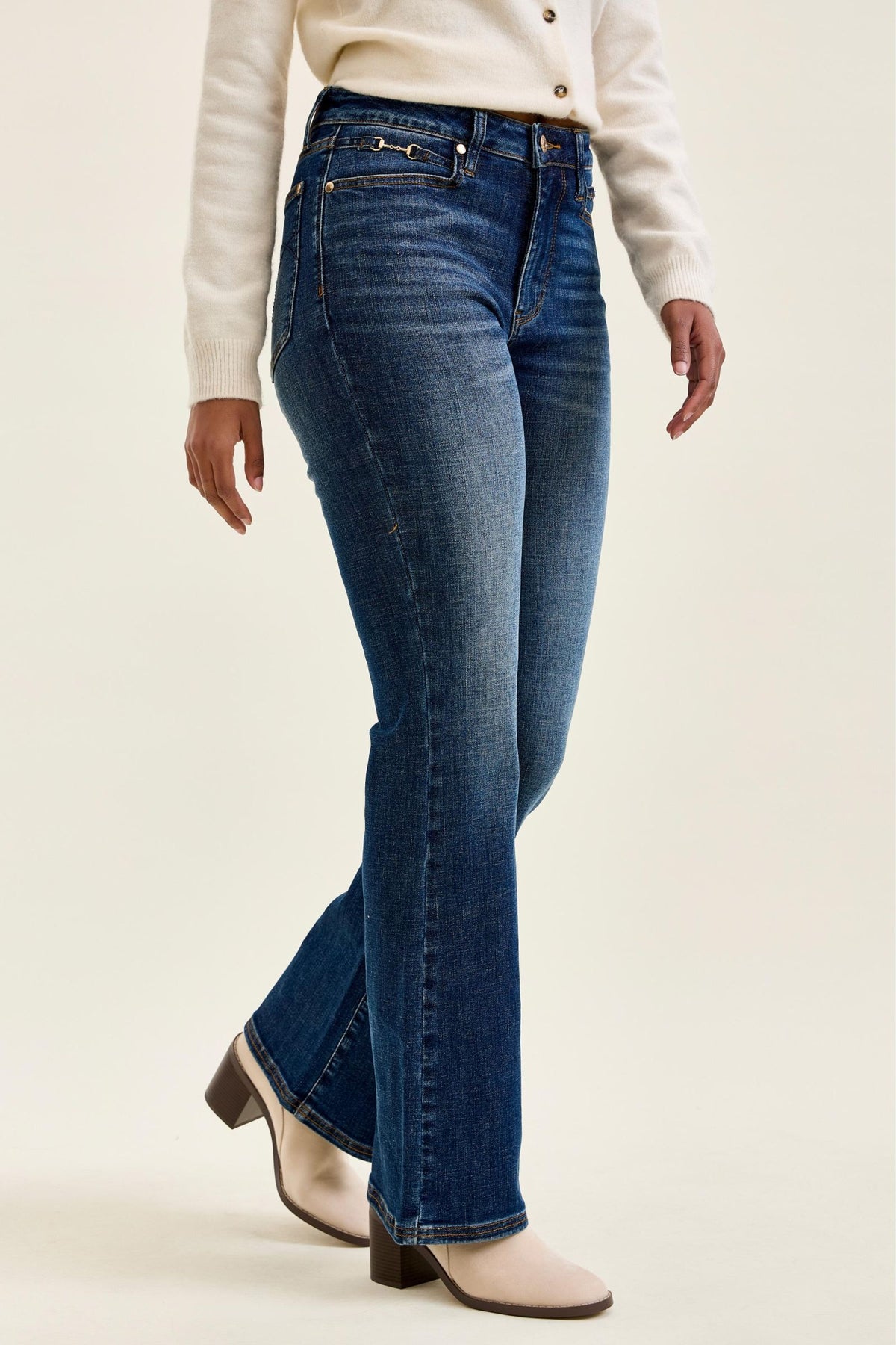 JUDY BLUE Bootcut Jeans with Harness Trim