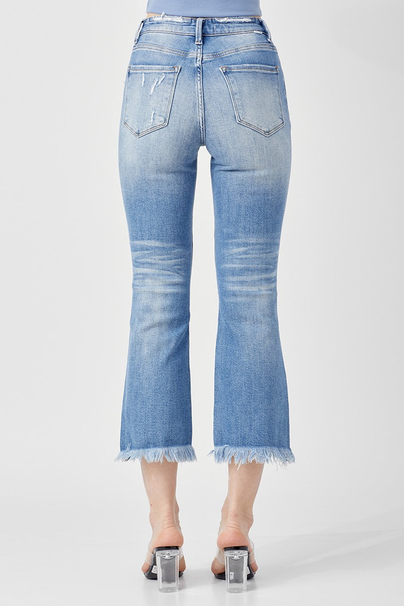 RISEN High Rise Crop Flare Jeans