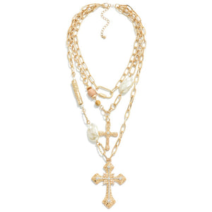 Multi Chain Cross Necklace