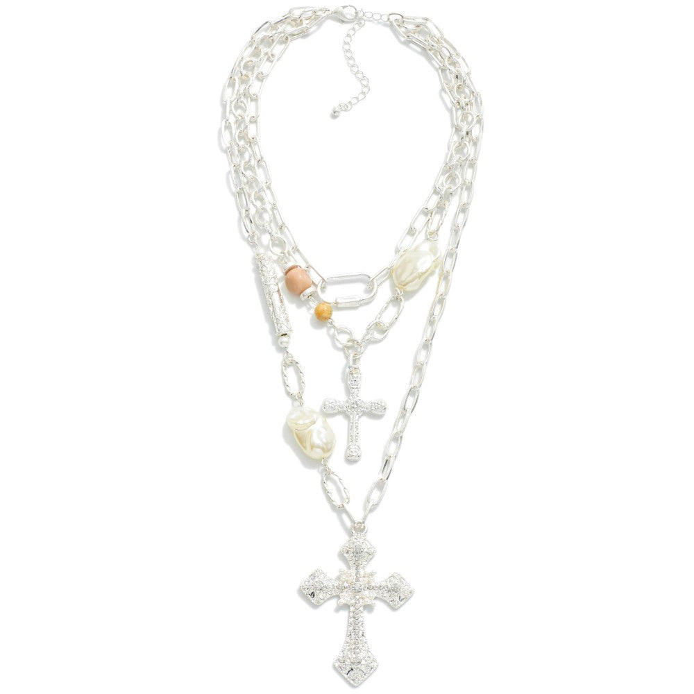 Multi Chain Cross Necklace