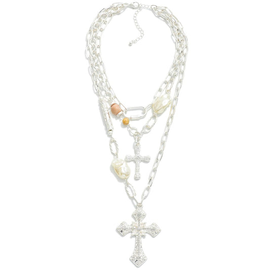 Multi Chain Cross Necklace