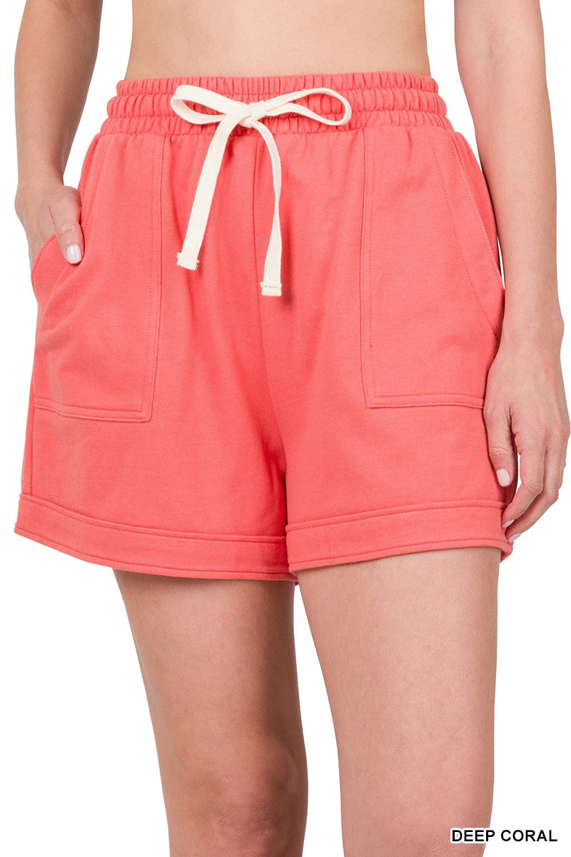 French Terry Drawstring Shorts