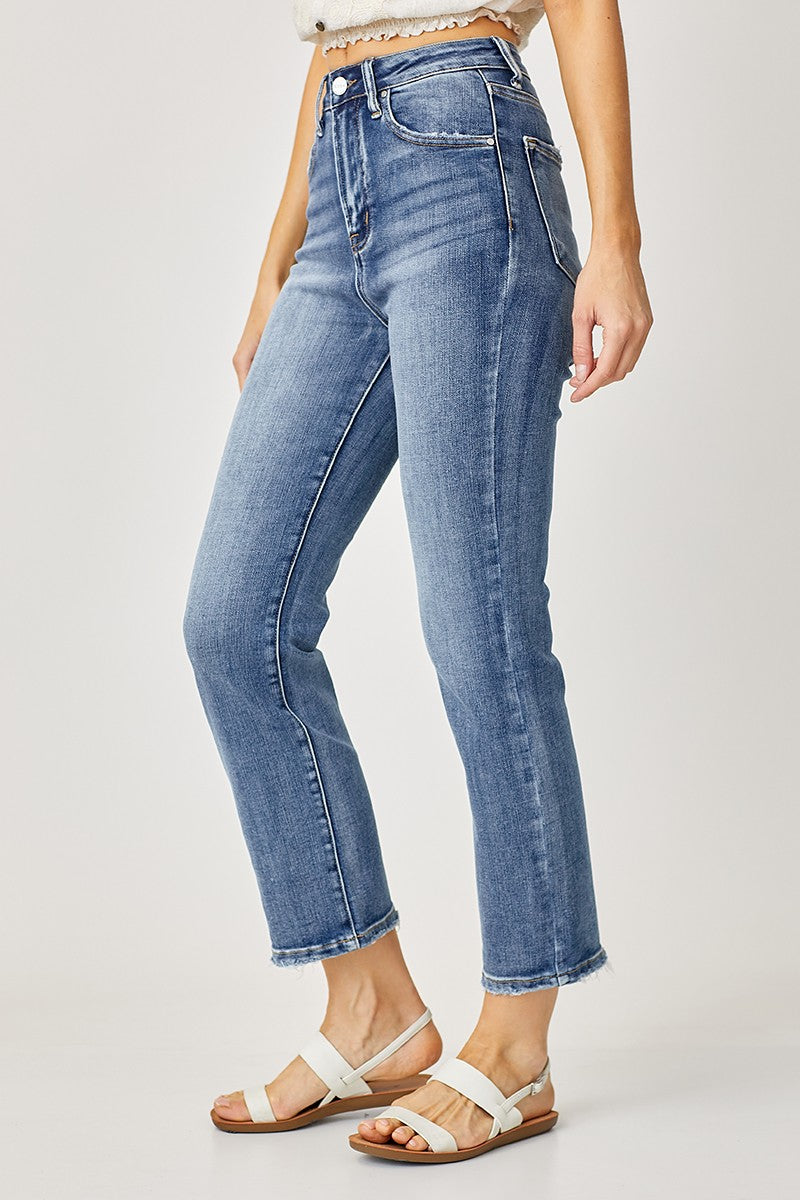 RISEN High Rise Crop Straight Jeans