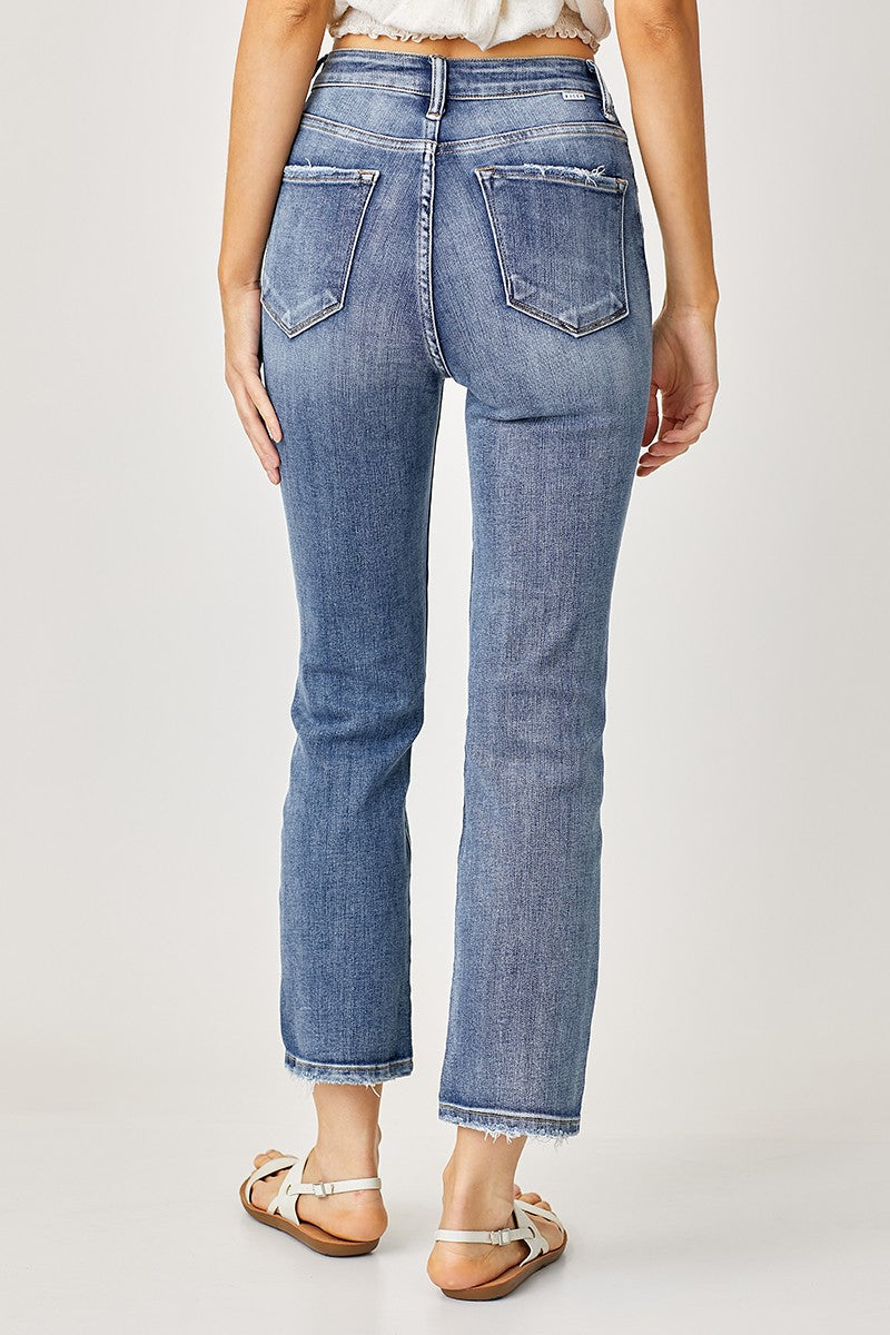 RISEN High Rise Crop Straight Jeans