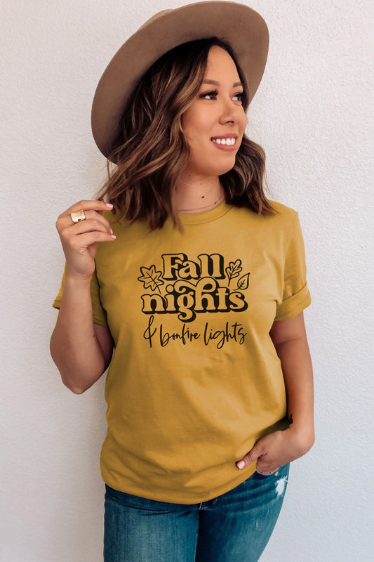 FALL NIGHTS BONFIRE LIGHTS Graphic Tee