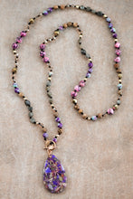 Load image into Gallery viewer, Multi Bead Necklace with Purple Speckled Stone Pendant