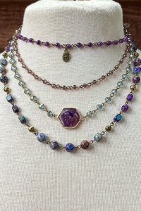 5-Way Mixed Purple Bead Necklace