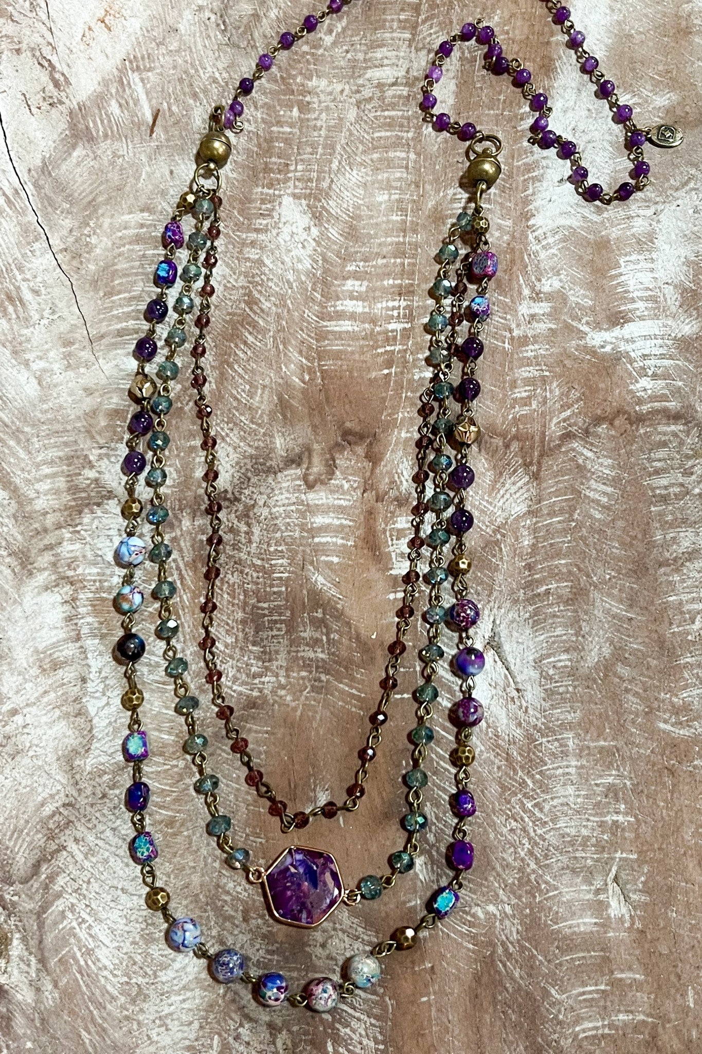 5-Way Mixed Purple Bead Necklace