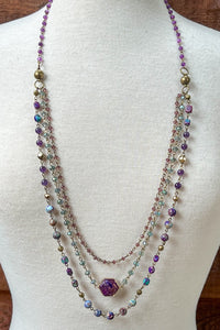 5-Way Mixed Purple Bead Necklace