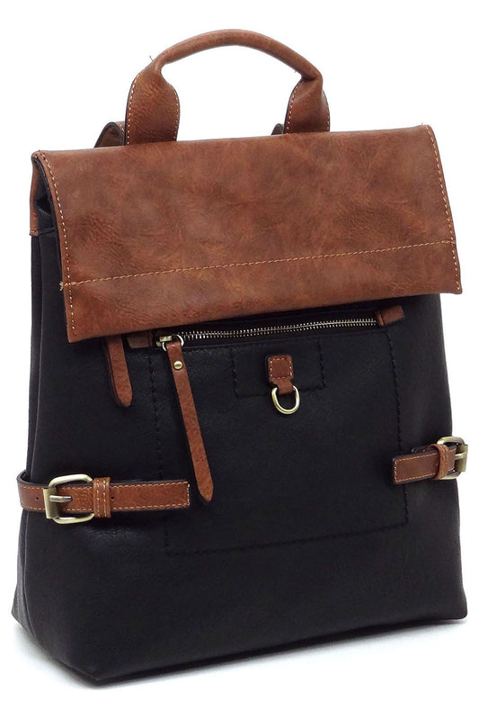 Colorblock Flap Backpack