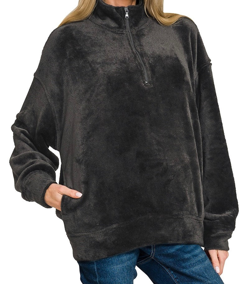 Faux Fur 1/4 Zip Pullover