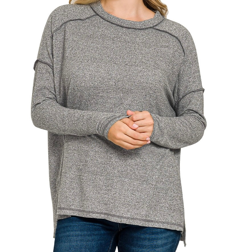 Melange Exposed Seam Top