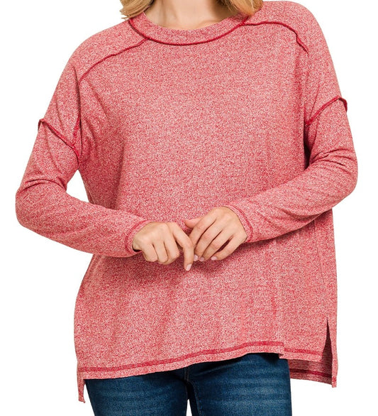 Melange Exposed Seam Top