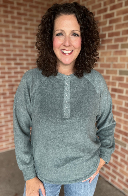 Melange Snapped Henley Top